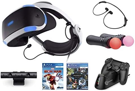 Najnoviji Playstation VR Iron Man, kompatibilan sa PS4 & amp; PS5: VR slušalice, Kamera, Move kontroleri pokreta, Iron Man + Marxsol PS4 kontroler brzo punjenje Dock Bundle