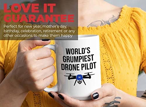 Bubble zagrljaji drone pilot šalica za kafu 15oz Bijela - svjetski Grumpiest Drone Pliot - smiješna
