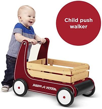 Radio Flyer Classic Walker Wagon, igračka za malu djecu za sjedenje, Wood Walker, za uzrast 1-4, Crvena