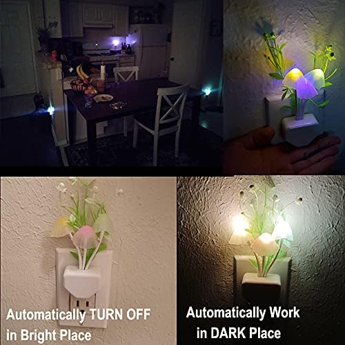 AUSAYE 2 paketa LED senzor noćno svjetlo Plug-in noćno svjetlo lampa za promjenu boje gljiva dekor, Mini