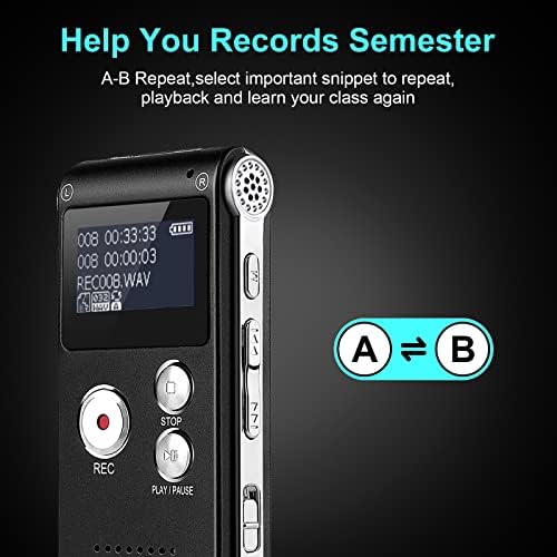 16GB Digitalni diktafon sa aktiviranim glasom - diktafon sa reprodukcijom - prijenosni magnetofon uređaj