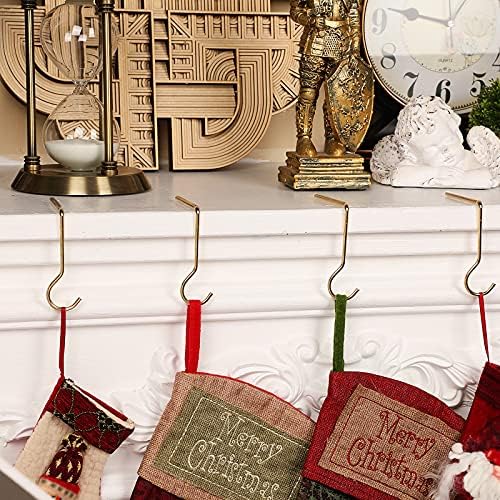 4 komada božićne držači za čarape Mantel Hungovi za vješalice Neklizajući sigurnosni viseći božićni kamin Viseće kuke za božićnu zabavu Kućni dekoracija kuhinje, zlato