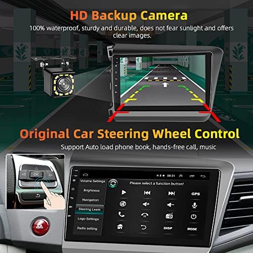 Podofo Auto Stereo Radio za Honda Civic 2012 2013 2014 2015 9 inčni Android Touchscreen Stereo sa GPS