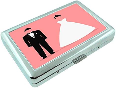Bride Groom Em1 Hip Srebrna kutija za cigarete ID držač metalni novčanik 4 X 2.75 RFID zaštita