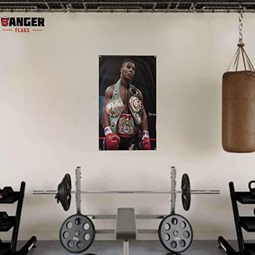 Banger - Mike Tyson Neoslažena teška bokserska šampiona motivacijskog inspirativnog ureda teretana DORM zidni dekor dizajn na zastavi 3x5 stopa sa 4 groma za lakše. Autentična zastava bangar