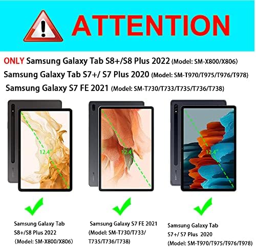 Chitom Galaxy Tab S8 + / S7 FE / S7 Plus Case sa S7 HOLDER [SM-X800 / X806 / T730 / T956B / T970 / T975] - Šoktna futrola za sadržaj za Samsung tablet S8 + 2022 / S7 FE 2021 / S7 Plus 2020 12.4 , Cvjetni list 3