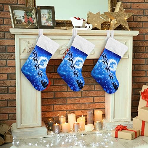 Alaza Božićne čarape Božinske zimske jelene Classic personalizirani veliki ukrasi za skladištenje za obiteljski odmor sezona Party Decor set od 2,17,7 ''