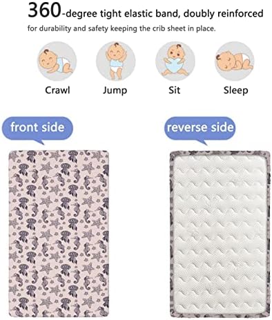 Seahorse tematski mini klipni listovi, prijenosni mini krevetići listovi ultra mekani materijal-baby