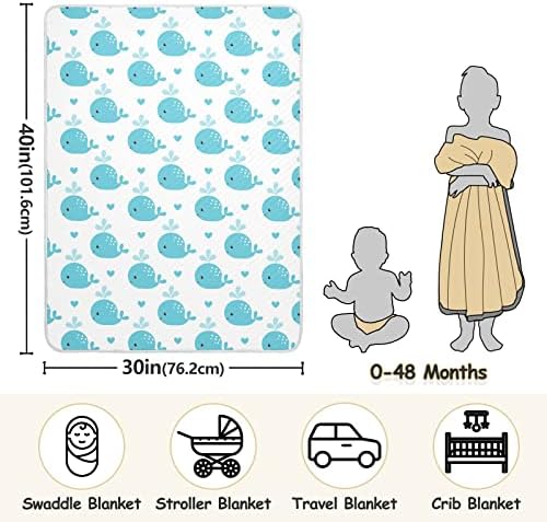 Blue kitovi za bebe za dječake super mekane tople deke za djecu za djevojčice lagana krevetića pokrivač