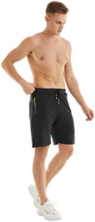 Yukaichen muške vježbe kratke hlače casual elastičnih struka znojnih kratkih hlače džepova sa zatvaračem