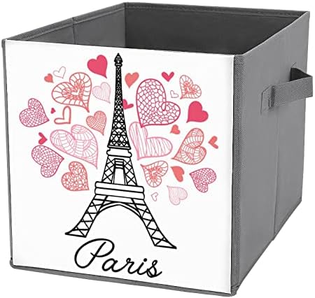Volim Paris Eiffelov toranj smapljivim kockicama za skladištenje kutije za skladištenje 11-inčni sklopivi kanti za pohranu s ručkama