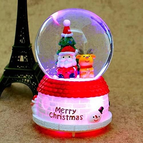 Guangming - Božićna kristalna lopta sa bljeskalicom Santa Music Box 8cm stakleni kuglični otvor Ornament sa bazom Domaći ukrasi 030A