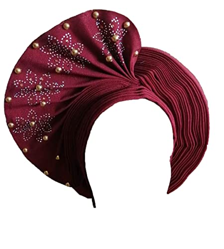 Afrička glava Wrap već napravio Auto Gele Headties ženski Turban kape& kape Perla vjenčanje Nigerijski modni trake za glavu