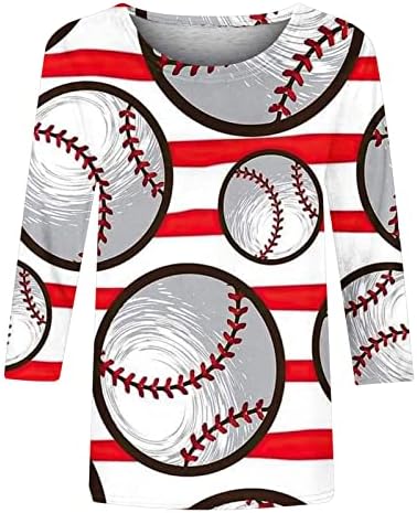 Majčin dan 3/4 majice rukava za žene Ljeto bejzbol mama vrhova ženskih ležernih posada Trendi grafički