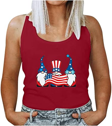 Ljetni ženski tenkovi, ženska patriotska majica USA zastava zvijezde Stripes Print majica bez rukava 4. jula