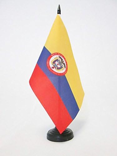 AZ zastava Kolumbija Flag zastava za stol 5 '' x 8 '' - Kolumbijska zastava za stol 21 x 14 cm - crna plastična stick i baza
