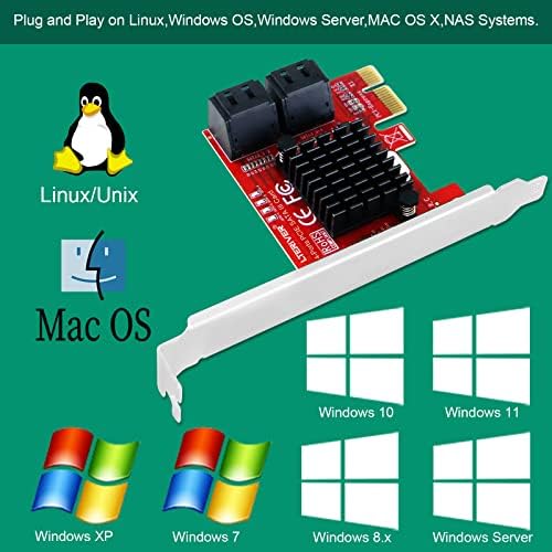 LTriiver PCIe 3,0 x1 do 4-ports serijski kontroler ATA / SATA 3.0, utikač i reproducirajte na Windows OS, Mac OS i Linux Kernel Systems-4x 6Gbps Max SATA 3.0 nijedan RAID Port-Podrška AHCI pokretanje