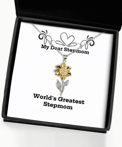 Sarcasm StepMom pokloni, najveći svjetski maćeh, ogrlica od suncokreta za mamu od sina