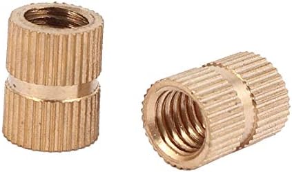 X-DREE M8 x 16mm Mesingani cilindar Knurled navojem okrugli umetak Embedded Nuts 100kom(M8 x 16 mm Cilindro
