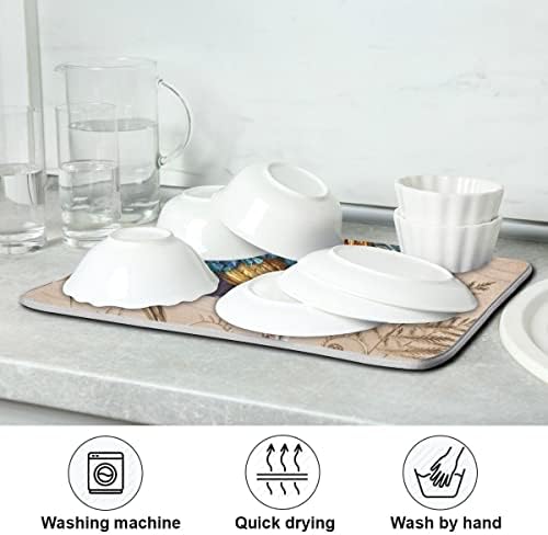 Seoska kuća Rooster podloga za sušenje posuđa za kuhinjski pult rustikalne prostirke za sušenje u stilu