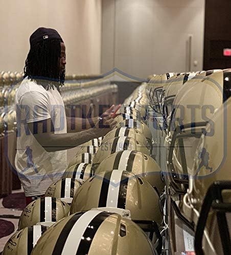 Alvin Kamara potpisao / potpisao New Orleans Saints Speed autentična Zlatna NFL kaciga sa natpisom ROY 17