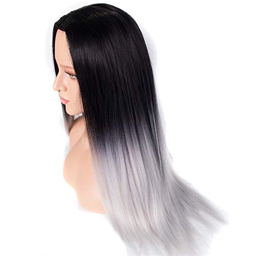ženske perike zamjena kose perike kosa 26inch Sintetička perika Cosplay duge ravne otporne na toplotu srebrne prirodne perike za crne žene perika za modu