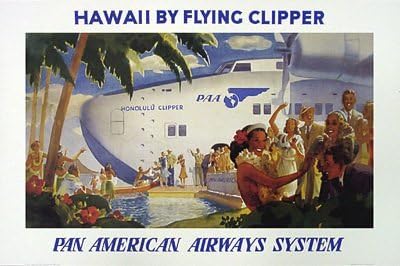 Vintage Advertising Aviation Plane Travel Poster Reprodukcija Hawaii Pan American Airways Wall Art Decoration Print