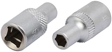 Aexit 25mm dužina ručni alati 1/4-inčni kvadratni pogon 4.5 mm 6 tačka udarna utičnica srebrni ton 2kom