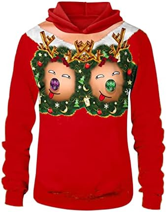 Wabeor Ugly Božićni džemperi za žene Ležerne prilike Crewneck Graphic Funny Dukserice Unisex praznične majice s dugim rukavima