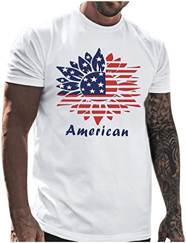 UBST 4. jula Muške majice kratki rukav Patriotsko SAD zastava zastava zastava Crewneck Tee vrhovi