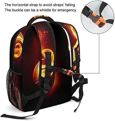Vatreno muzičko note taster ruksak slatka laptop torba casual pasiva za školski putni kampiranje