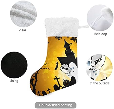 Alaza Božićne čarape Grunge Halloween Ghosts i bundeve Classic Personalizirani Veliki ukrasi