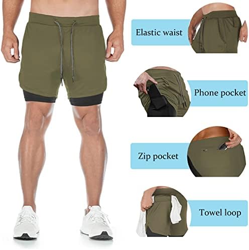Diotsr mens 2 u 1 kratke hlače za trčanje brzo sušenje sa oblogom, atletske teretane za muškarce s džepovima