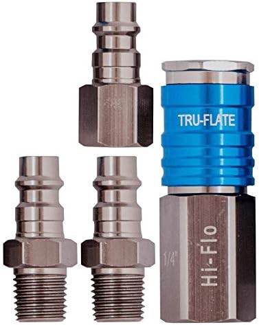 Tru-Flate 13-903 1/4 HI Flo Design x 1/4 NPT aluminijumski utikač/spojnica Set