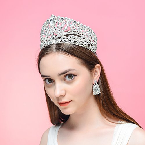 DcZeRong Princeza Kraljica Tiara Krune Rhinestone Crystal Odrasle Žene Rođendan Pageant Prom Srebrna