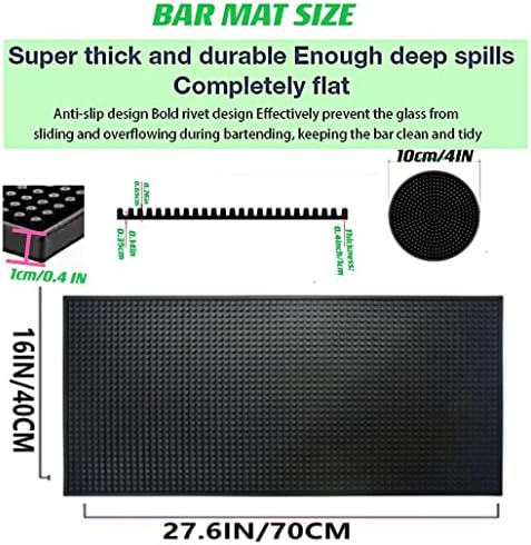 Imiyoku Bar mat prosipat mat i podmetačima 5 crna gumena 1cm debljina debljine 24 x12 mat za sušenje sa 4