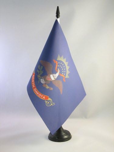 AZ zastava Sjeverna Dakota Zastava tablice 5 '' x 8 '' - američka država Dakota du Nord zastava 21 x 14 cm - crna plastična stick i baza