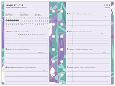 Filofax džep ilustrirao cvjetnu sedmicu na 2 stranice 2023 dnevnik paketa