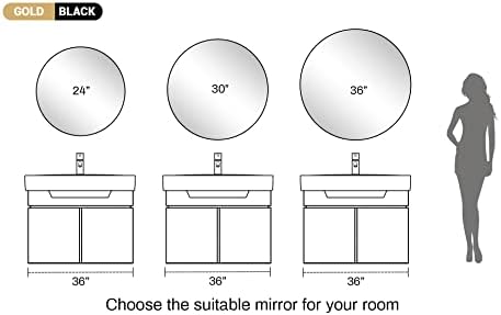 GIFTTROVE 30-inčno zlatno okruglo ogledalo, metalni okvir moderno kružno ogledalo, toaletno ogledalo za