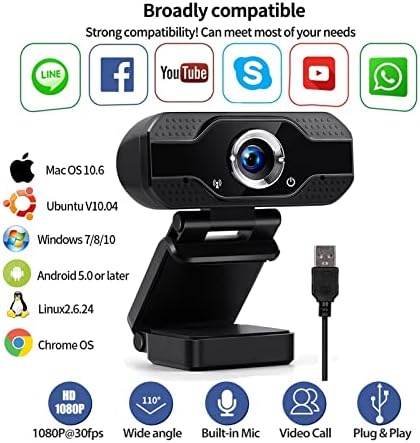 DEFLAB Web kamera 1080p Full HD kamera sa ugrađenim mikrofonom USB utikač kamera za Video pozive