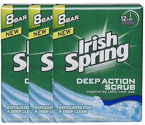 Irski proljetni duboki akcijski piling Dezodorans bar sapun, 3,75 oz barovi, 8 ea