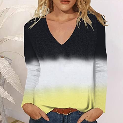 Dugi rukav 2023 modni pamuk V izrez Loose Fit Lounge Tie Dye Top Tshirt za žene jesen ljeto grafička bluza 4G