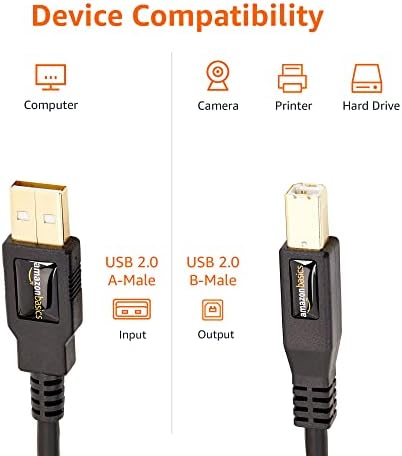 Basics USB 2.0 kabl za punjač - A-muški do mini-B kabela - 3 metra i USB 2.0 kabel tipa pisača - A-muški do B-mužjaka - 16 stopa, crna