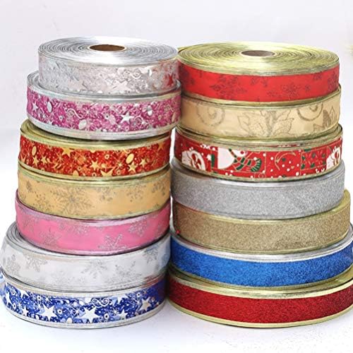 UPKOCH Makeup Gifts 4pcs Glitter Star Ribbon Božić Wired Ribbon Gift Wrapping Ribbon DIY Crafts
