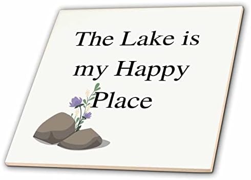 3drose slika cvijeta u kamenu sa tekstom jezero je moje srećno mjesto-pločice