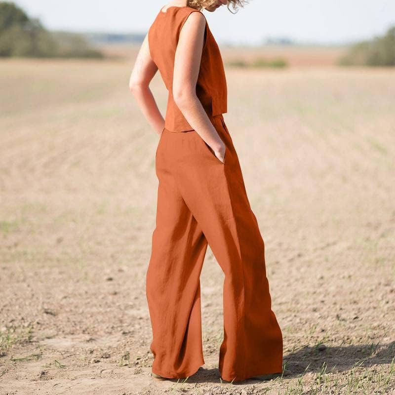 Ljetni jesenji laneni pamučni Setovi pantalona za žene 2023 odjeća modni Setovi pantalona od 2 komada za dame