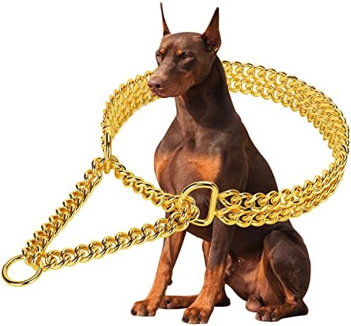 Srebrni lanac zaglog od nehrđajućeg čelika Srebrni ovratnik za pse Podesivo hodanje, metalni kubanski