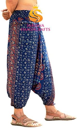 Sarjana Handicrafts Muns Womens Rayon Mandala džepovi harem hlače Yoga Drop Crotch paroćenje