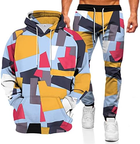 YMNNAQE Colorblock tisak dukserice s kapuljačom Muški pulover Sportska odjeća Harajuku Hip-Hop Hoodie odijelo