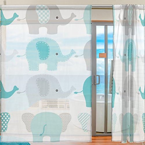 Cvjetni slonovi Polu čiste zavjese prozor Voile Drapes Ploče - 55x84in za dnevni boravak Spavaća